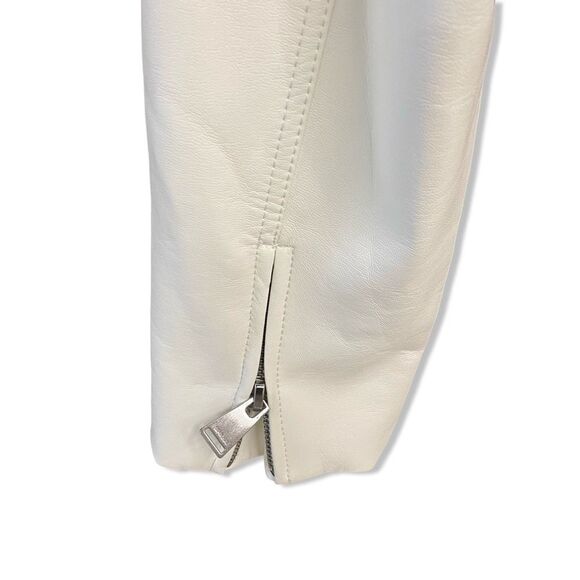 $645 Jonathan Simkhai Doreen Faux Leather Bomber Jacket Ivory NWT Revolve L - Picture 7 of 14